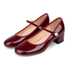 Zapatos Mary Jane con perlas clásicas, talla grande