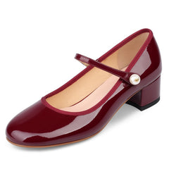Zapatos Mary Jane con perlas clásicas, talla grande