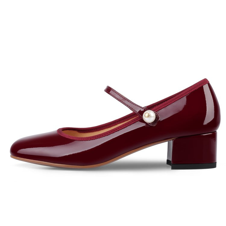 Zapatos Mary Jane con perlas clásicas, talla grande
