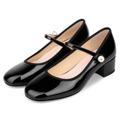 Zapatos Mary Jane con perlas clásicas, talla grande