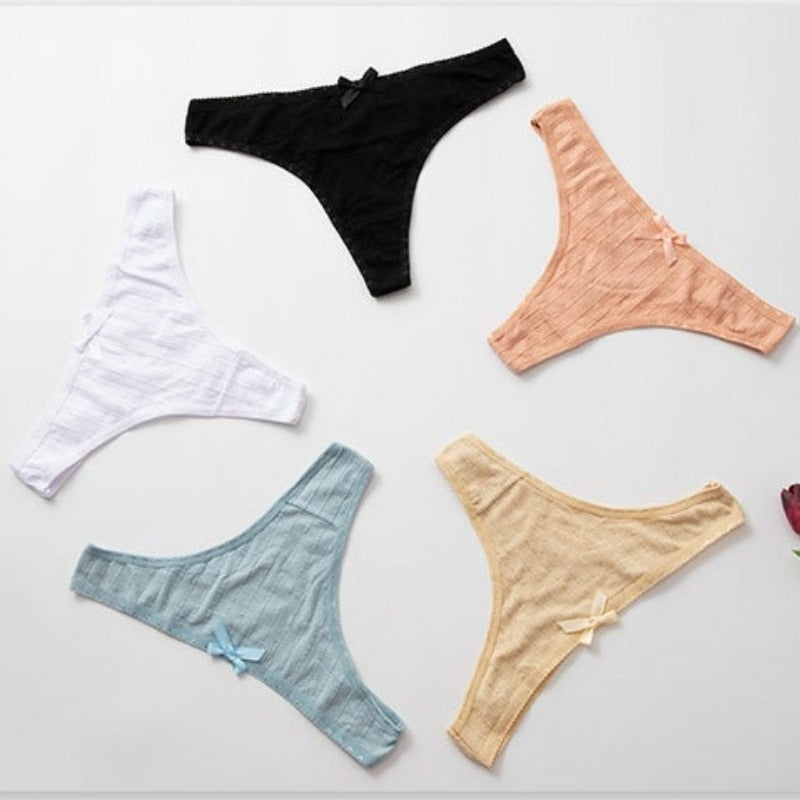 5er-Pack Höschen-Sets mit Rippenmuster und Schleife