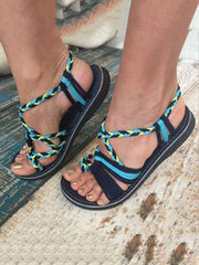 Flache Sandalen aus Bohemien-Seil