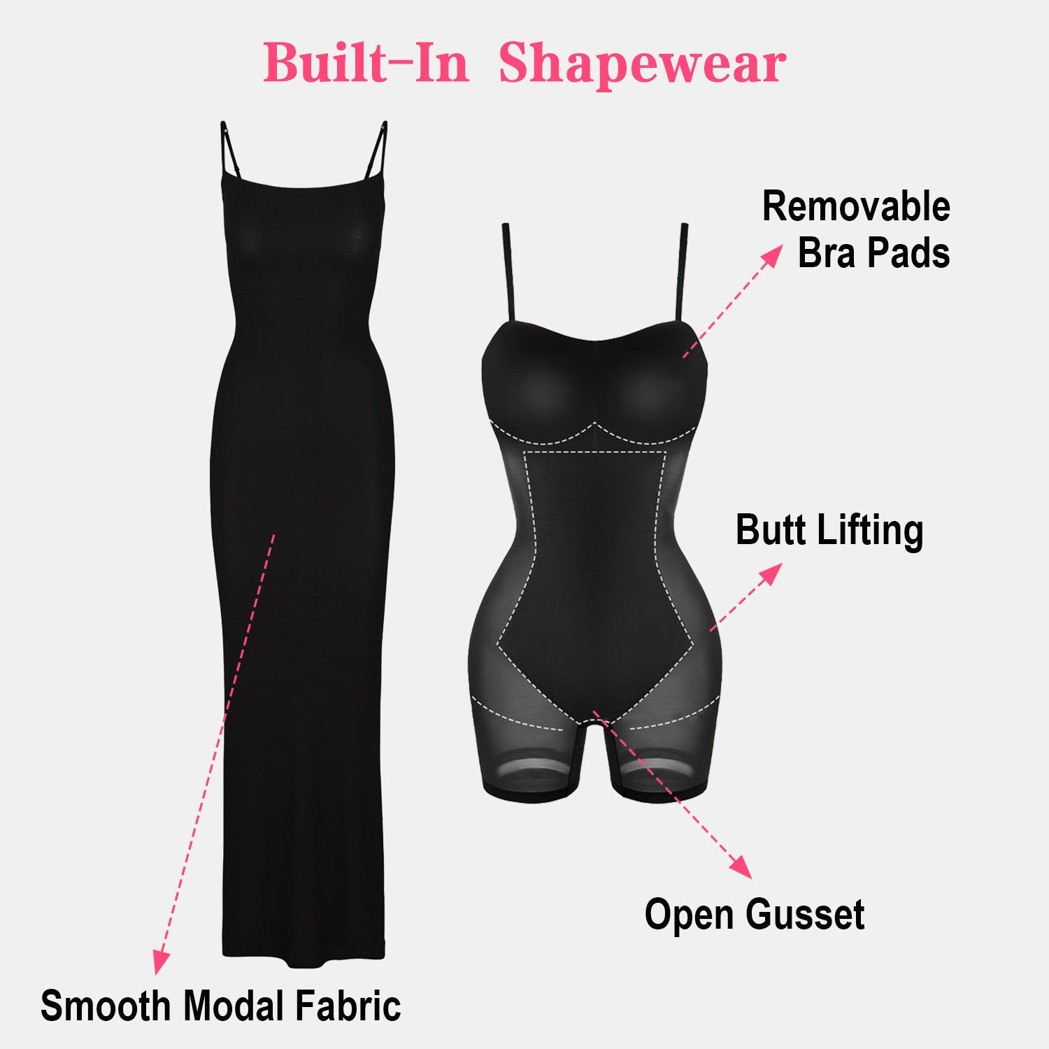 Maxikleid mit integriertem Shapewear-Slip