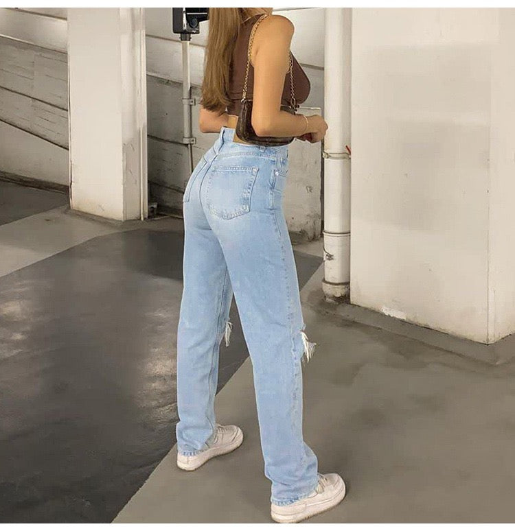 Isla – Zerrissene Jeans mit weitem Bein