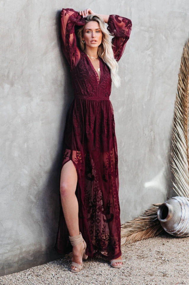 Vestido largo de encaje bohemio