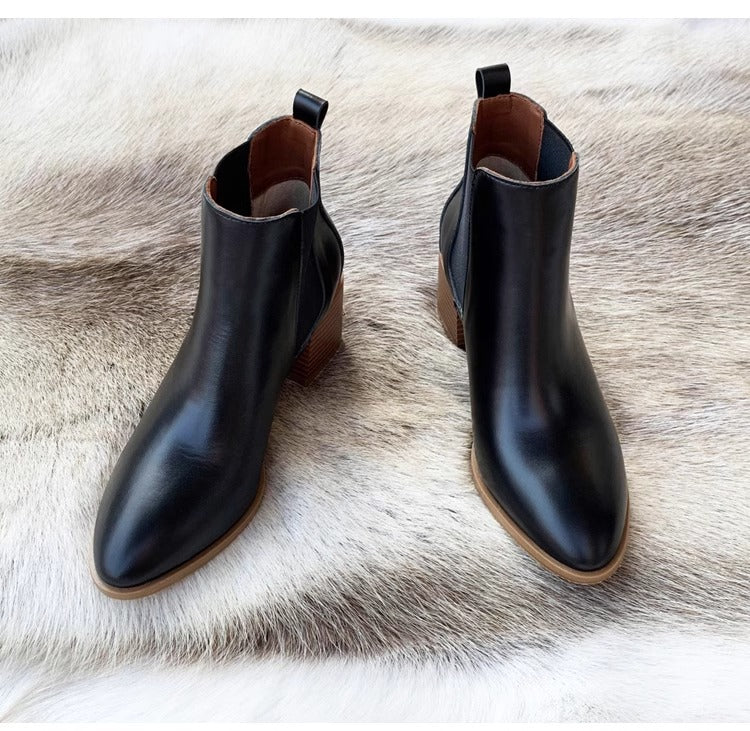 Botines Chelsea de piel de ante con tacón de bloque para mujer