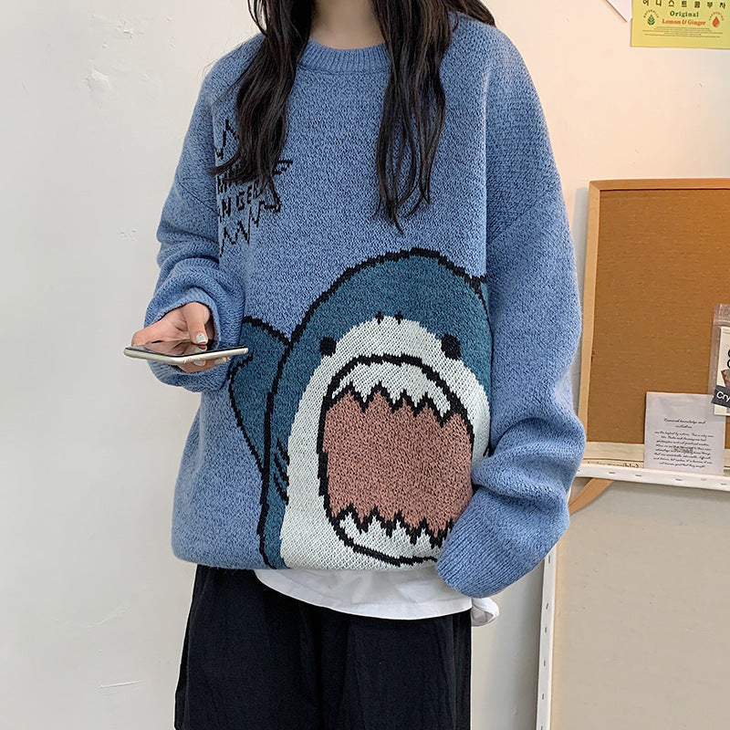 Strickpullover mit Hai-Klatschmuster