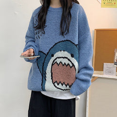 Strickpullover mit Hai-Klatschmuster