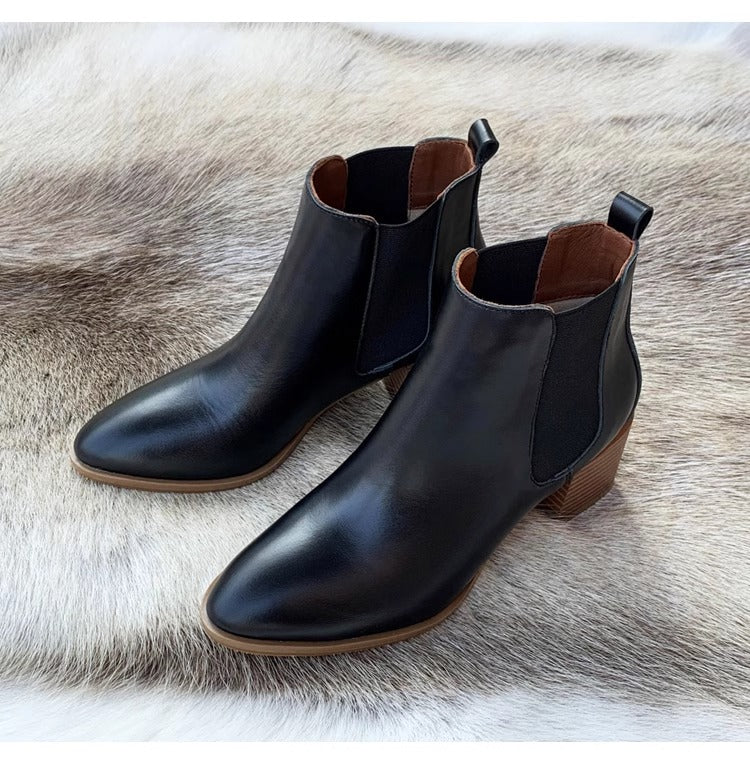 Botines Chelsea de piel de ante con tacón de bloque para mujer