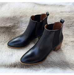 Botines Chelsea de piel de ante con tacón de bloque para mujer