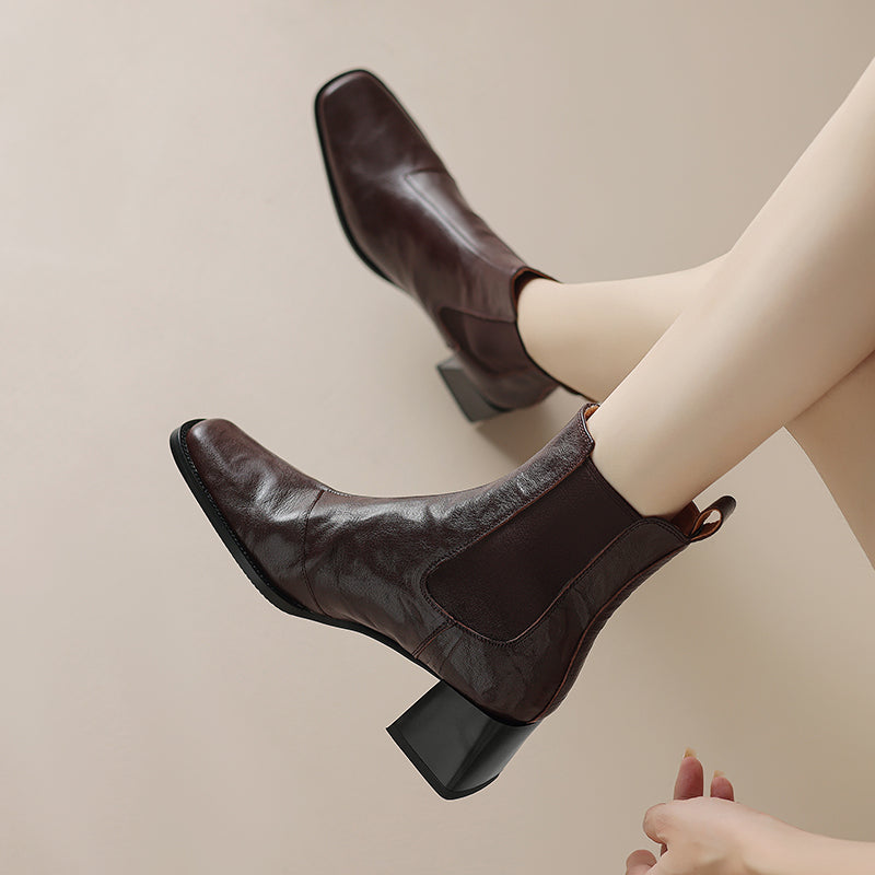 Chelsea-Boots aus Leder mit Absatz