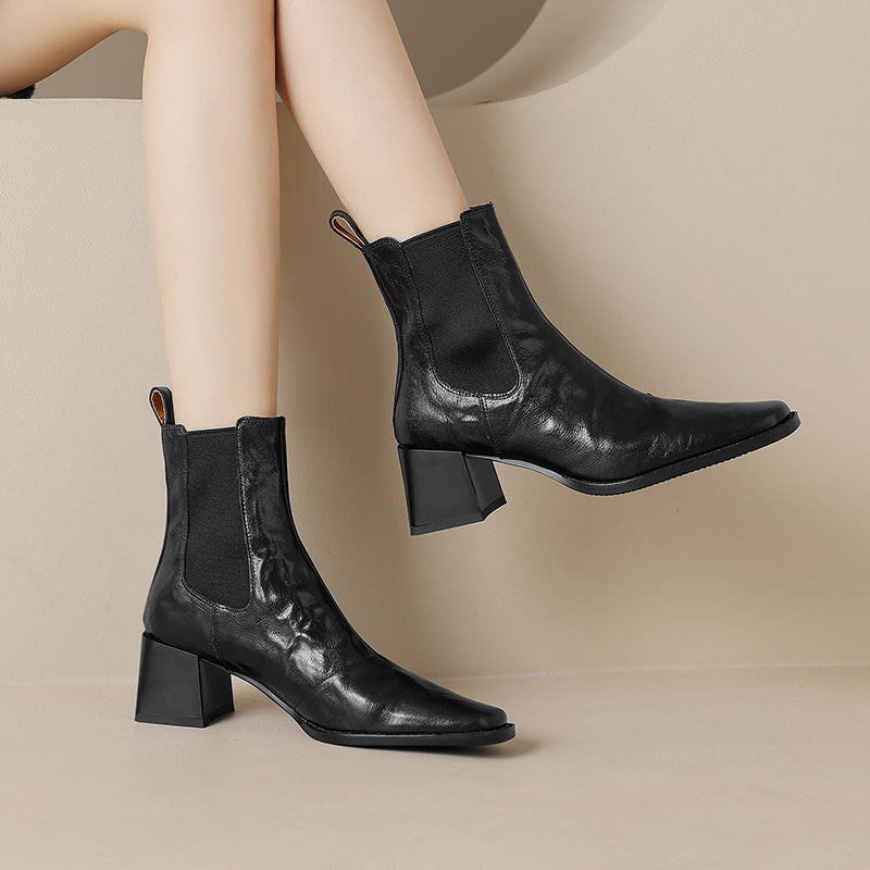 Chelsea-Boots aus Leder mit Absatz