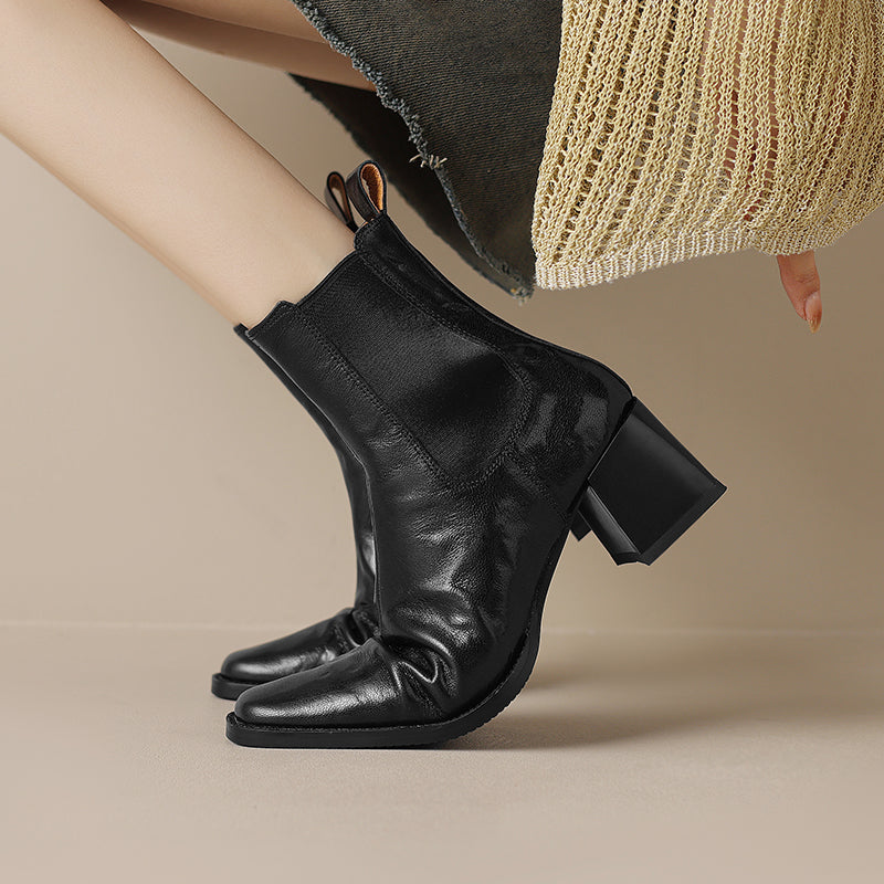 Chelsea-Boots aus Leder mit Absatz