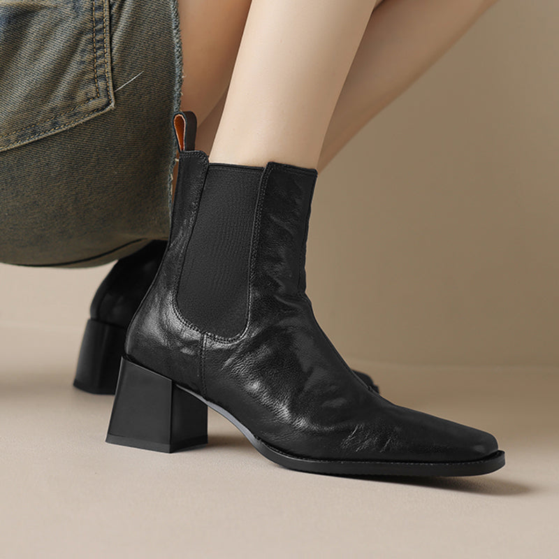 Chelsea-Boots aus Leder mit Absatz