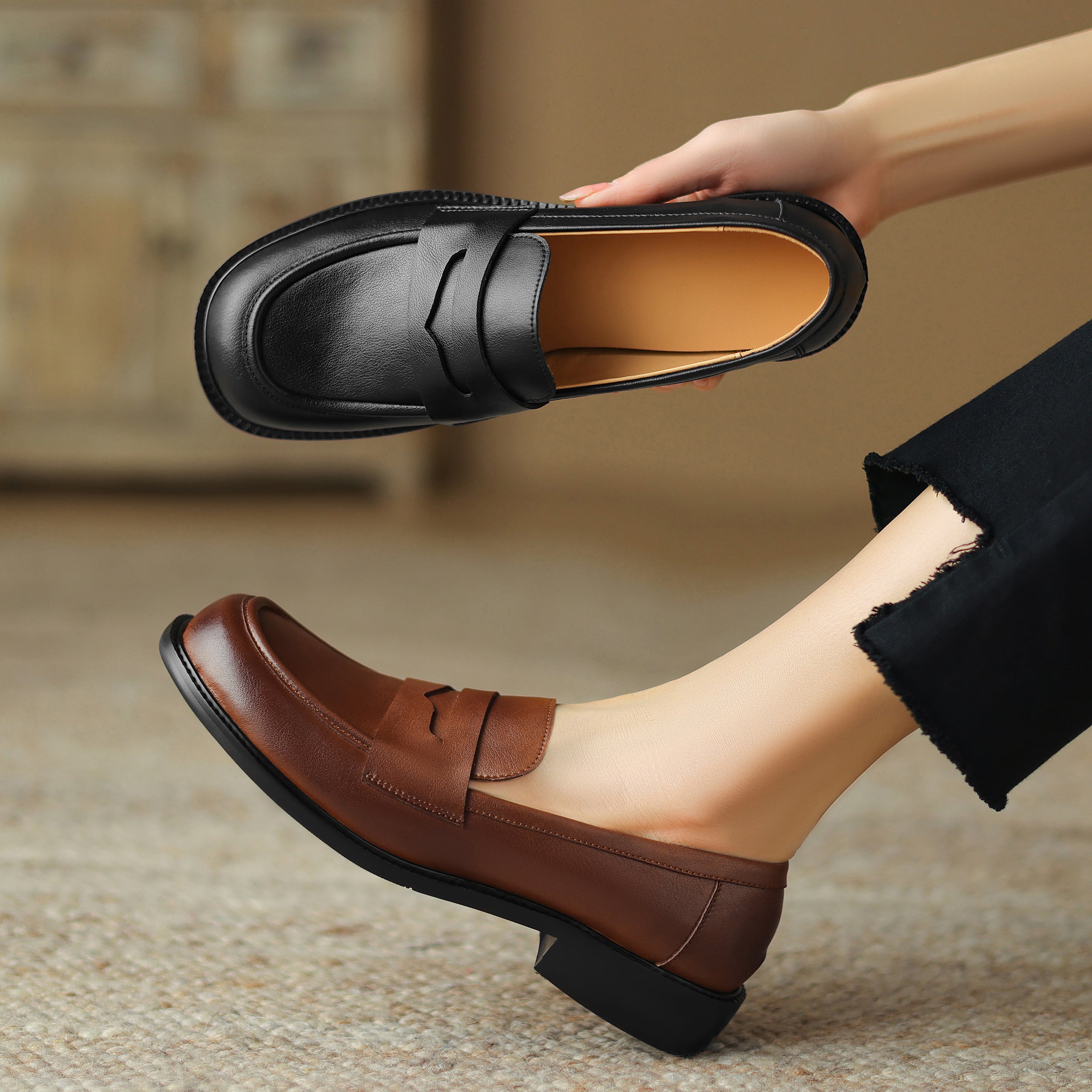 Handgefertigte Loafer Bequeme Lederschuhe