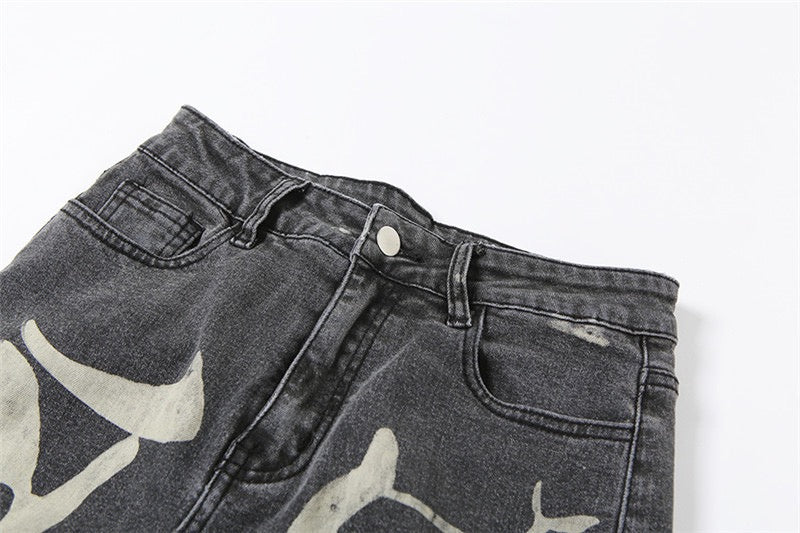 Verwaschene weiße Slim-Jeans