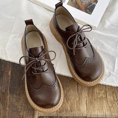Zapatos retro con cordones y suela gruesa para mujer, de cuero británico, estilo muñeca de cabeza grande, Mori Girl