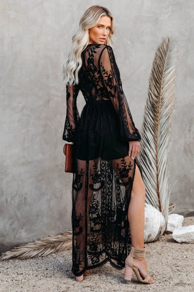 Vestido largo de encaje bohemio