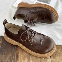 Zapatos retro con cordones y suela gruesa para mujer, de cuero británico, estilo muñeca de cabeza grande, Mori Girl