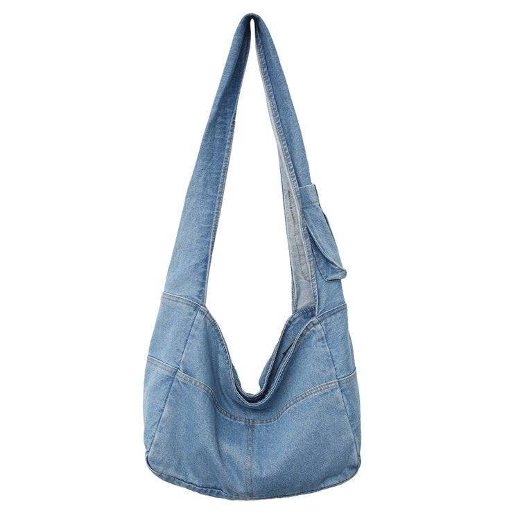 Bolso bandolera grande de mezclilla lavada