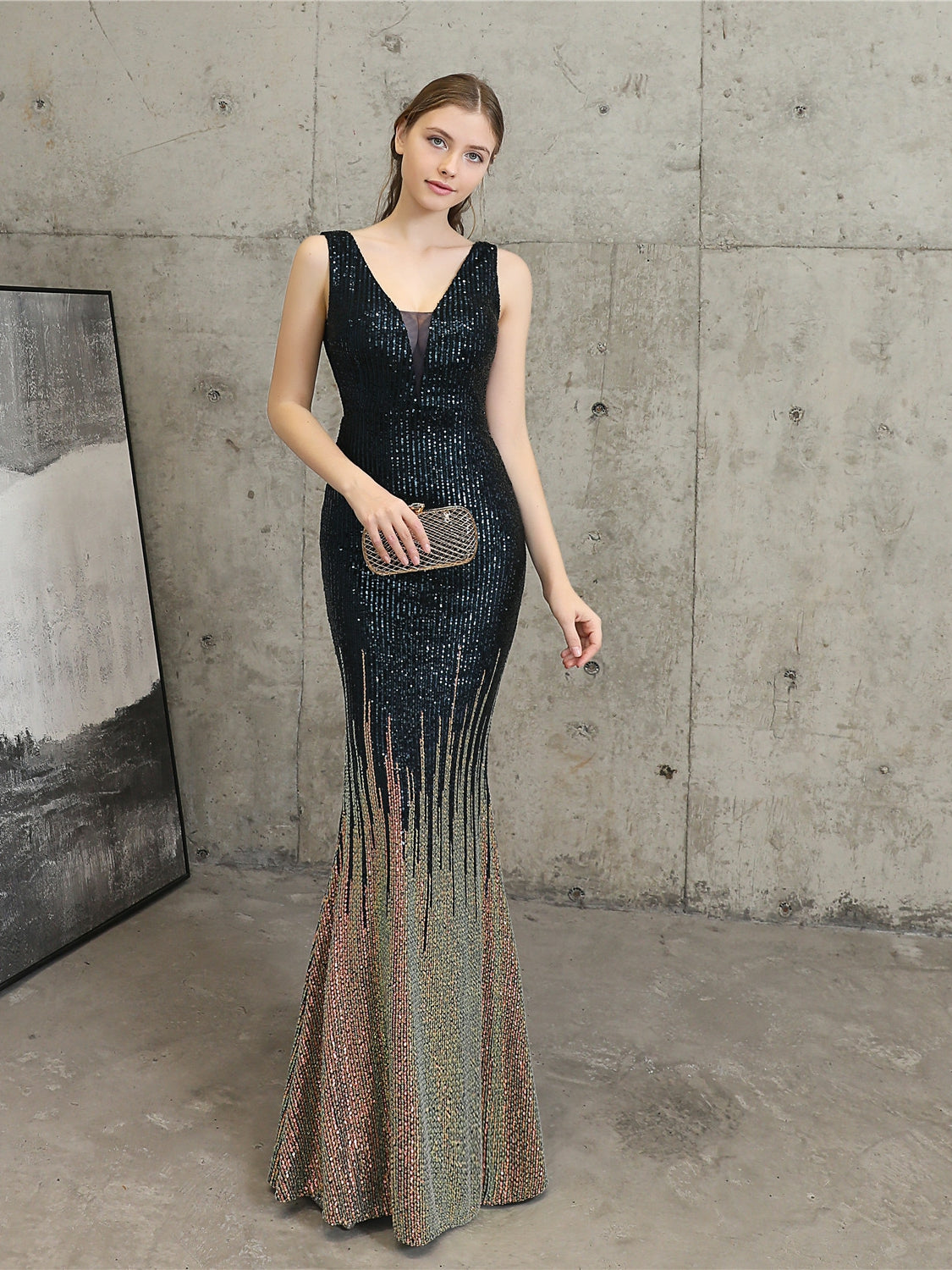 High-End-Abendkleid mit Pailletten