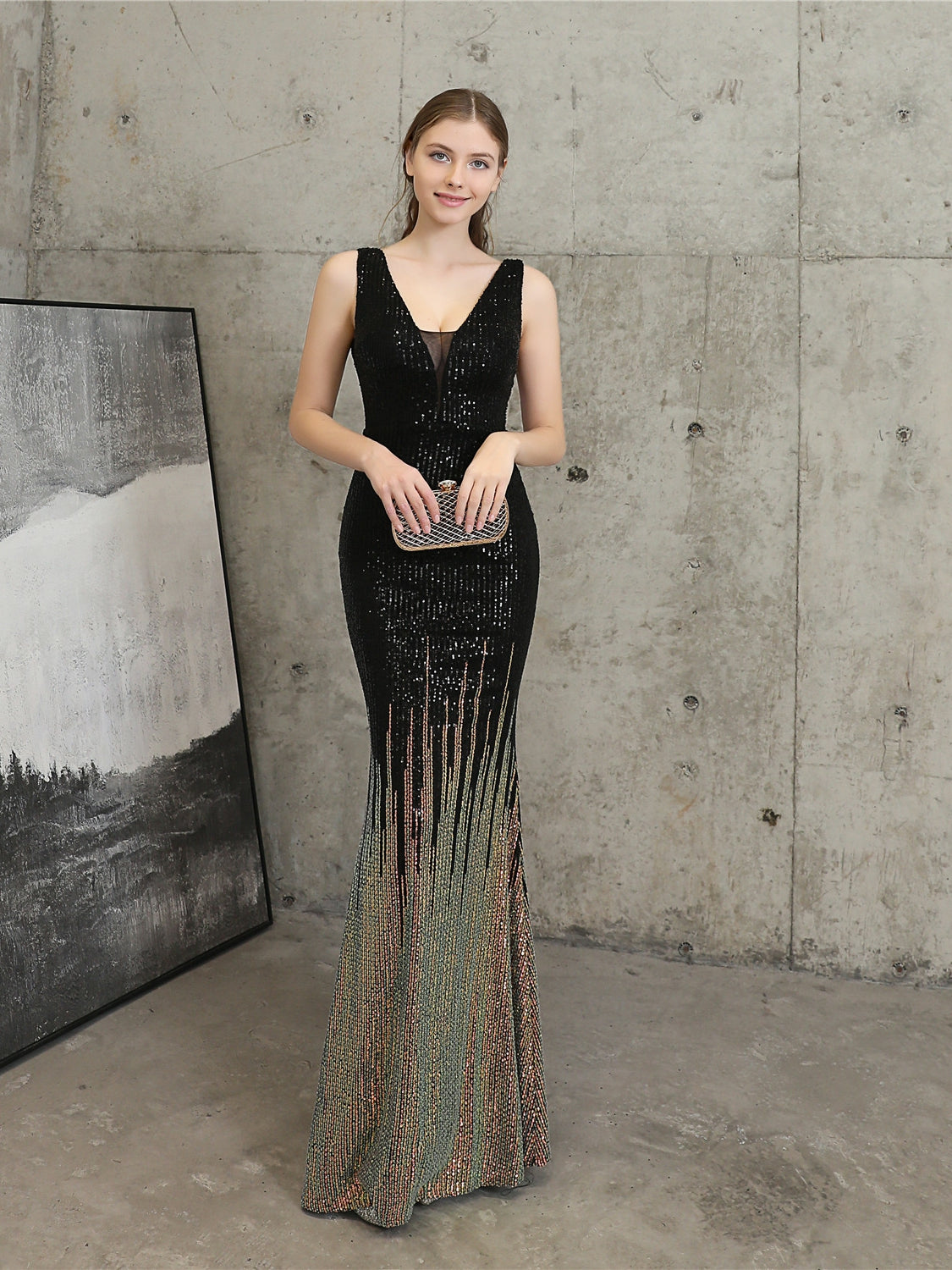 High-End-Abendkleid mit Pailletten
