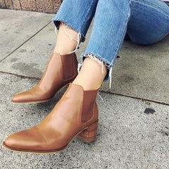 Botines Chelsea de piel de ante con tacón de bloque para mujer