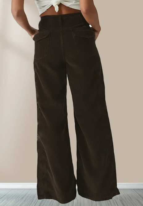 Retro Braune Drapierte High Waist Hose