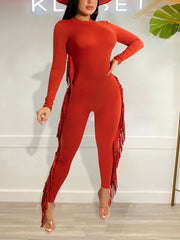 Lässige Fransen-Jumpsuits