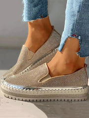 Zapatos sin cordones con plataforma y diamantes de imitación
