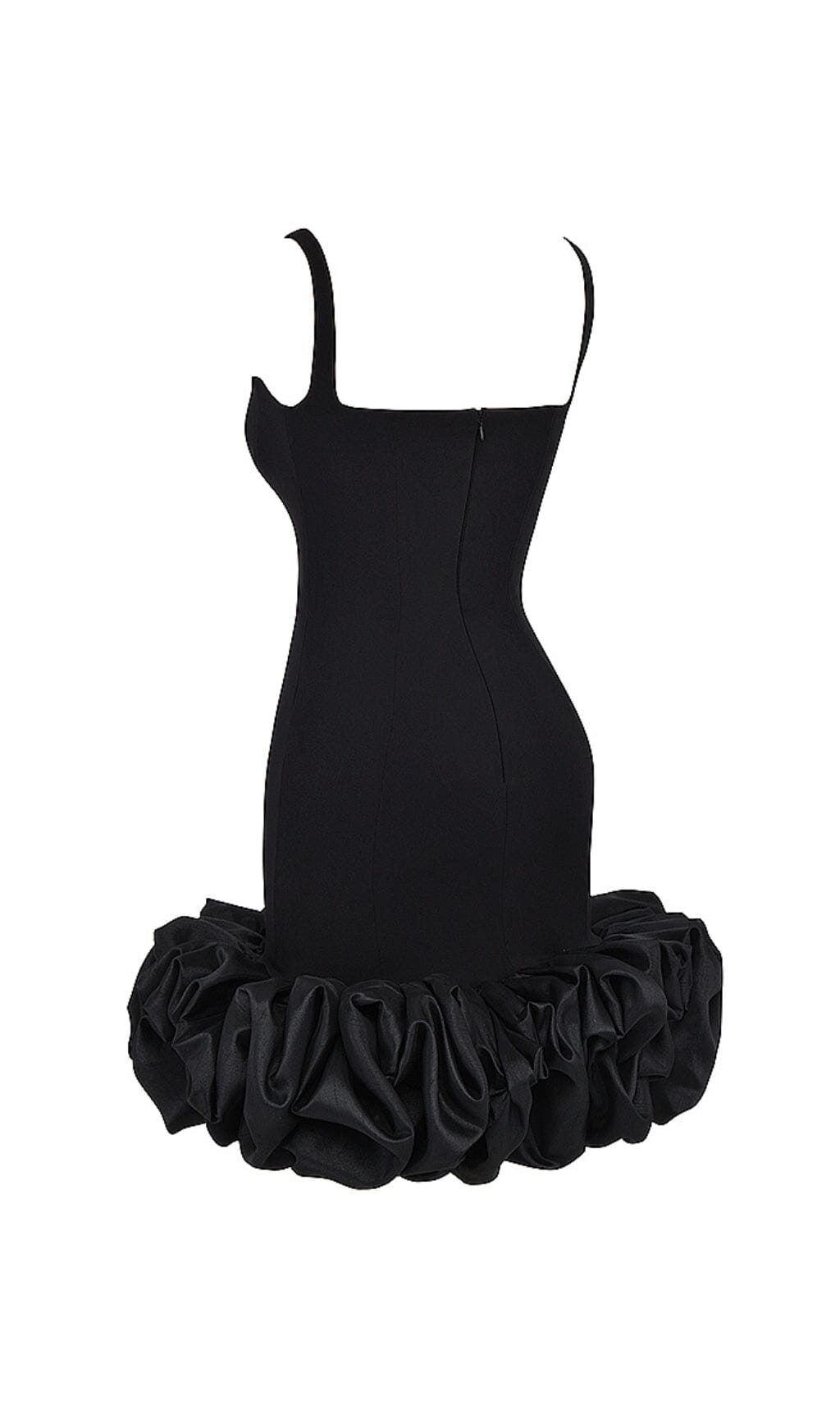 Schwarzes Kleid mit Rüschensaum