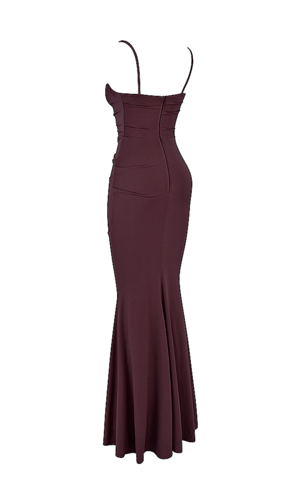 Vestido largo con corsé de cereza oscura