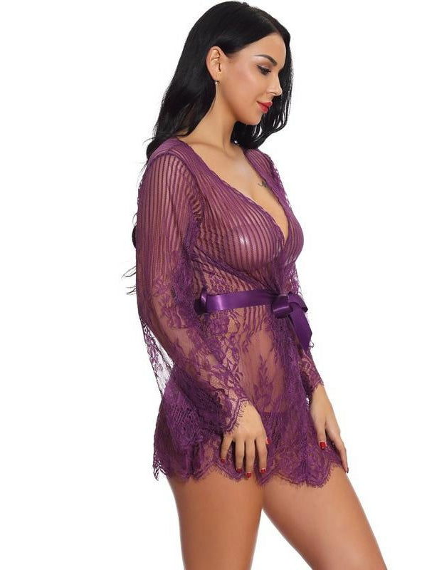Ropa de casa fina de encaje para mujer 