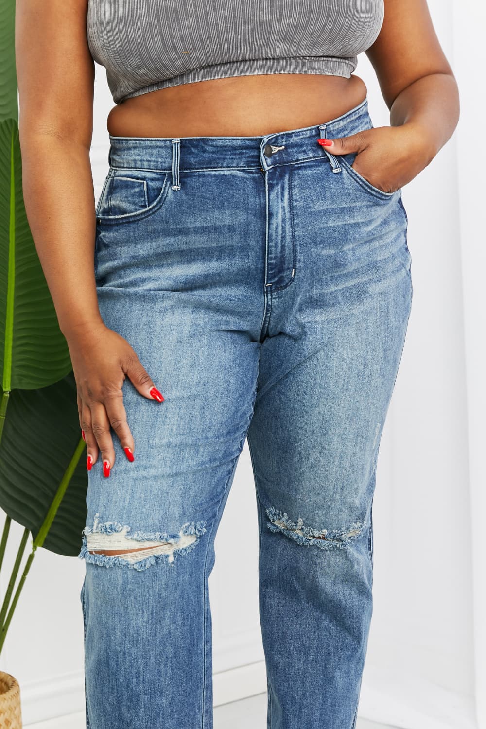 Judy Blue – Becka – Gerade Jeans in voller Größe mit mittelhohem Bund