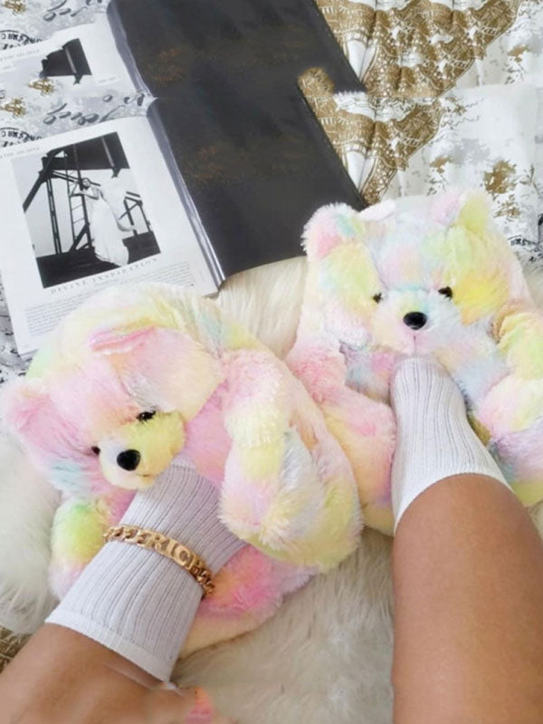 Flauschige Teddybär-Hausschuhe