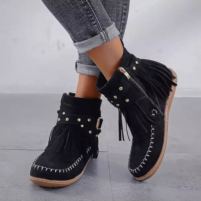 Vintage Stiefeletten mit Fransen