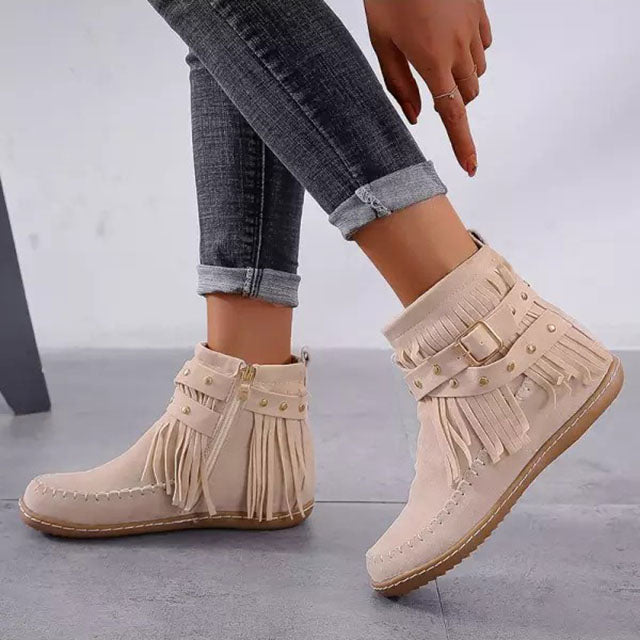 Vintage Stiefeletten mit Fransen