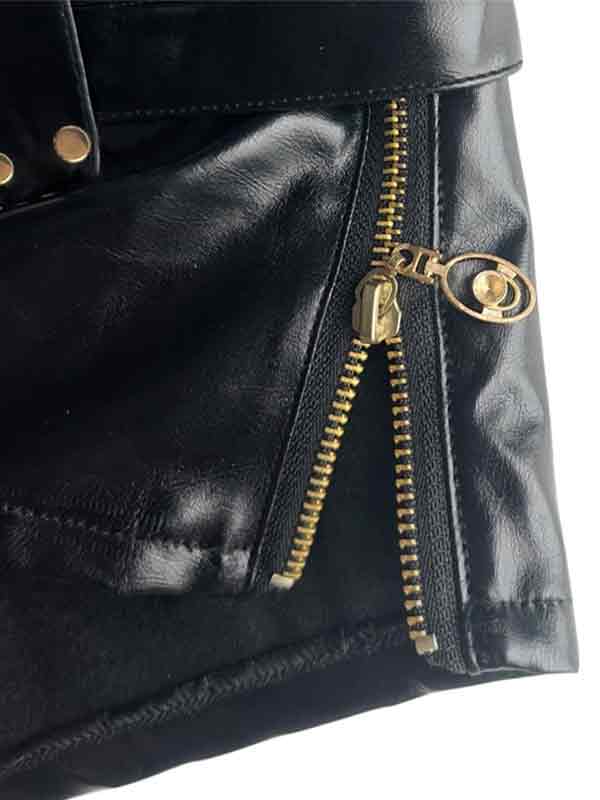 Pantalones cortos de cuero PU estilo hip hop oscuros y huecos