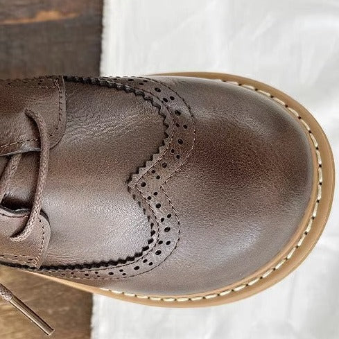 Zapatos retro con cordones y suela gruesa para mujer, de cuero británico, estilo muñeca de cabeza grande, Mori Girl