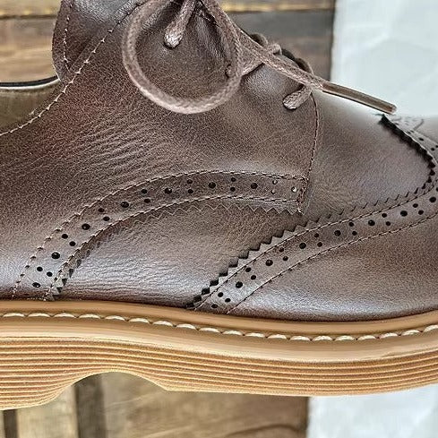 Zapatos retro con cordones y suela gruesa para mujer, de cuero británico, estilo muñeca de cabeza grande, Mori Girl