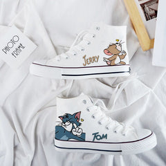 Zapatos de lona con estampado de dibujos animados de gato y ratón 