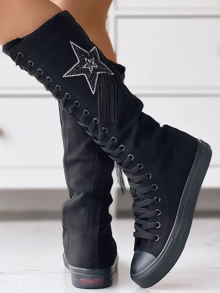 Schnürstiefel aus Segeltuch