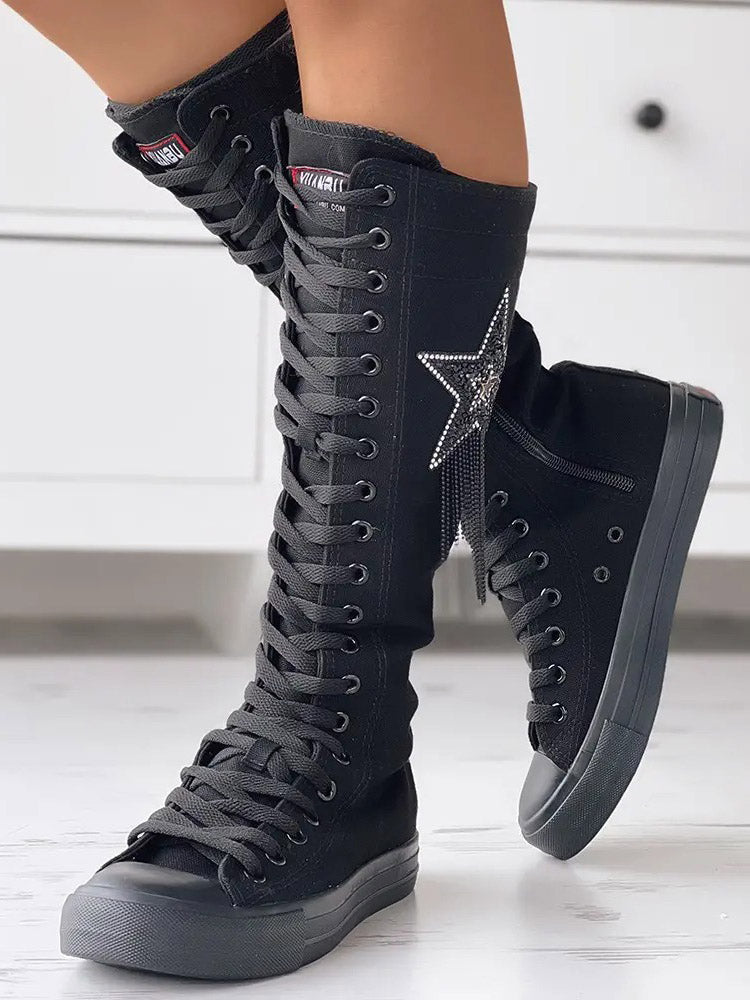 Schnürstiefel aus Segeltuch