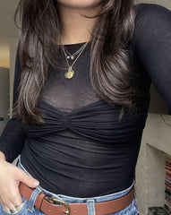 Top bandeau de malla con hombros descubiertos Therris 
