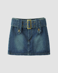 Brat-Jeansrock mit Gürtel