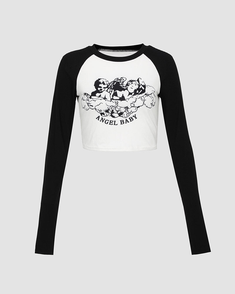 Langarmshirt mit Engelchen-Motiv