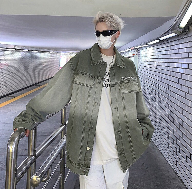 Color oversized jean jacket for men