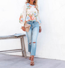 Valencia Rose Bedruckte Bluse - Rosa Multi
