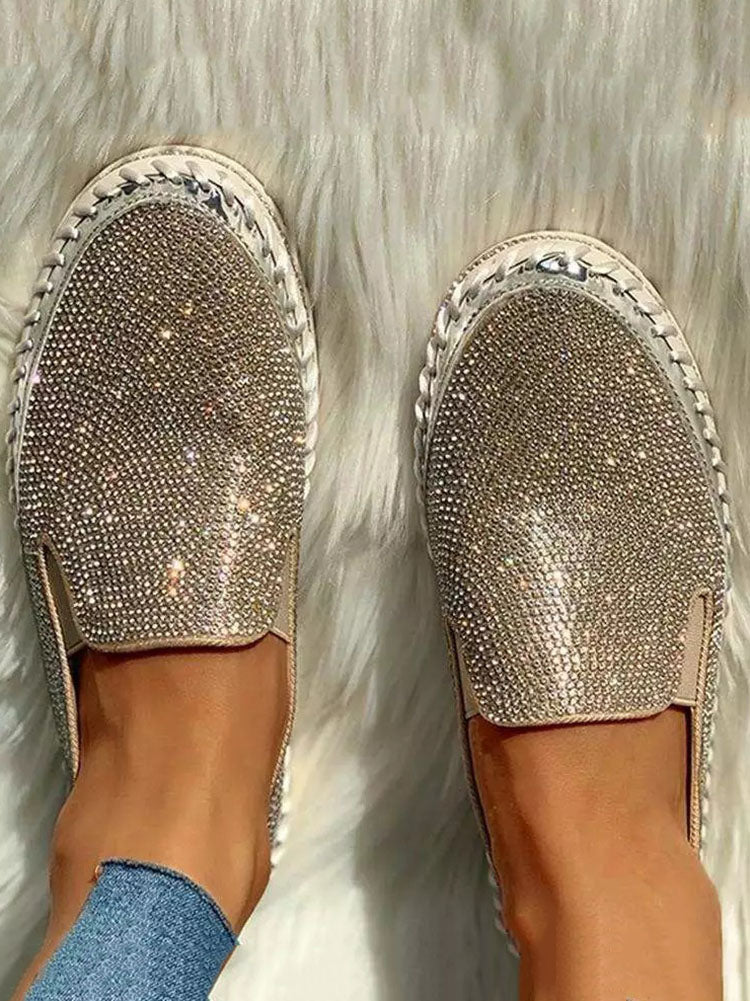 Zapatos sin cordones con plataforma y diamantes de imitación