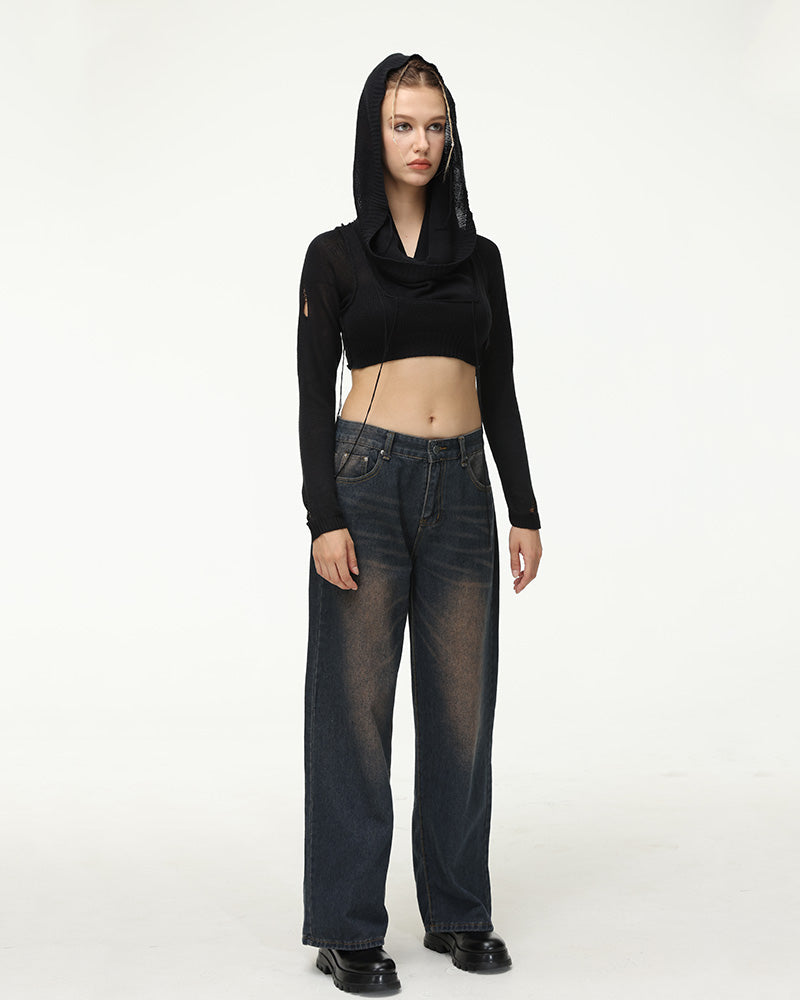 Oversize-Jeans mit verblasstem Dirigible-Aufdruck